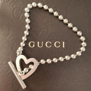 Gucci Sterling Silver Heart Toggle Bracelet